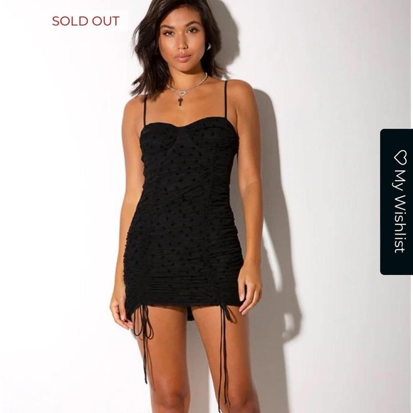 Motel Rocks Black Jamora Ruched Mini Dress - Picture 1 of 8